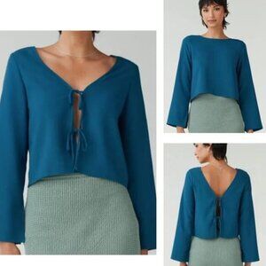 VETTA Convertible Azure Tie Crop Top Size XS Teal Blue
